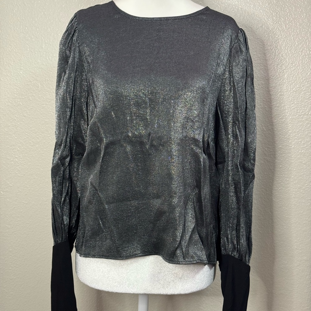 BCBGeneration Metallic Silver Blouse